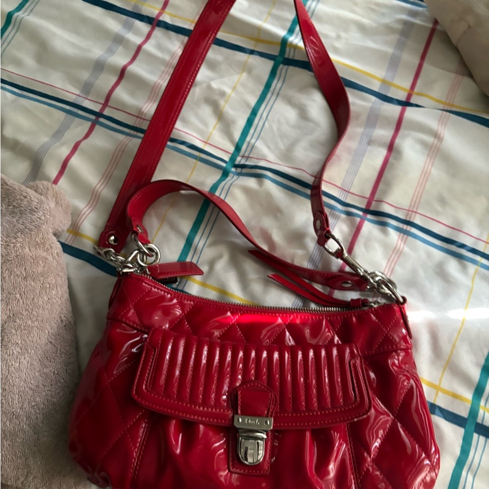Chic Red Quilted Shoulder Bag